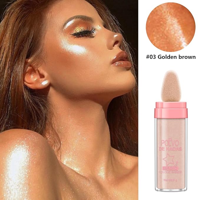 URQT 3 Color Polvo De Hadas Fairy Dust Highlight Patting Powder - Full Body Contouring and Clavicle Pearlescent Patting Powder for Face and Eye, Halloween Sparkling Body Glitter Powder (Trio)