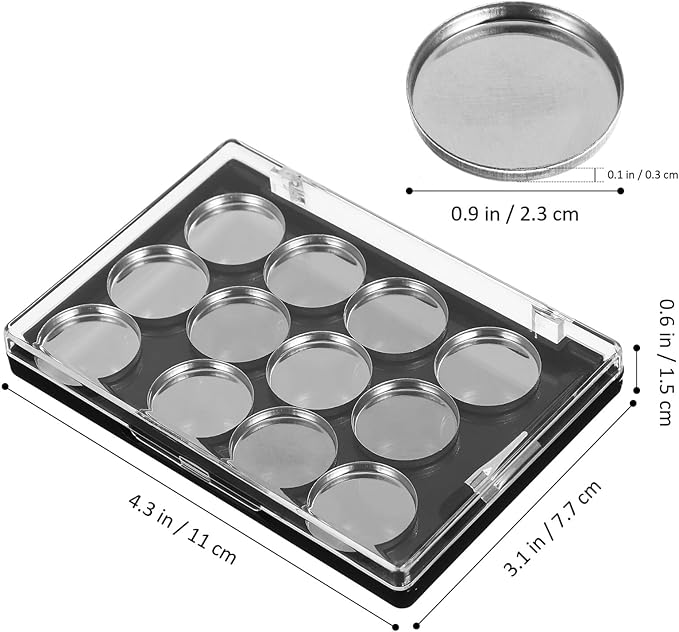 FRCOLOR Magnetic Eyeshadow Palette Case 12 Round Pans and Brush Space-Saving Makeup Storage Palette for Travel and Home Use