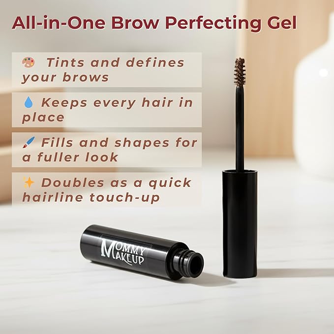 Brow Tint with Microfibers - 4-in-1 Tinted Eyebrow Gel to Groom, Hold, Sculpt & Color Your Brows, Covers Gray Hair - Water Resistant, Clump-Free, Long Lasting (Blonde) by Mommy Makeup