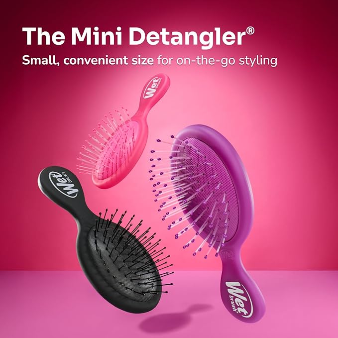 Wet Brush Mini Detangler Hair Brush, Cream (Iridescence Icon), Detangling Travel Hairbrush, Ultra-Soft IntelliFlex Bristles Glide Through Tangles with Ease, Pain-Free, All Hair Types, Limited Edition