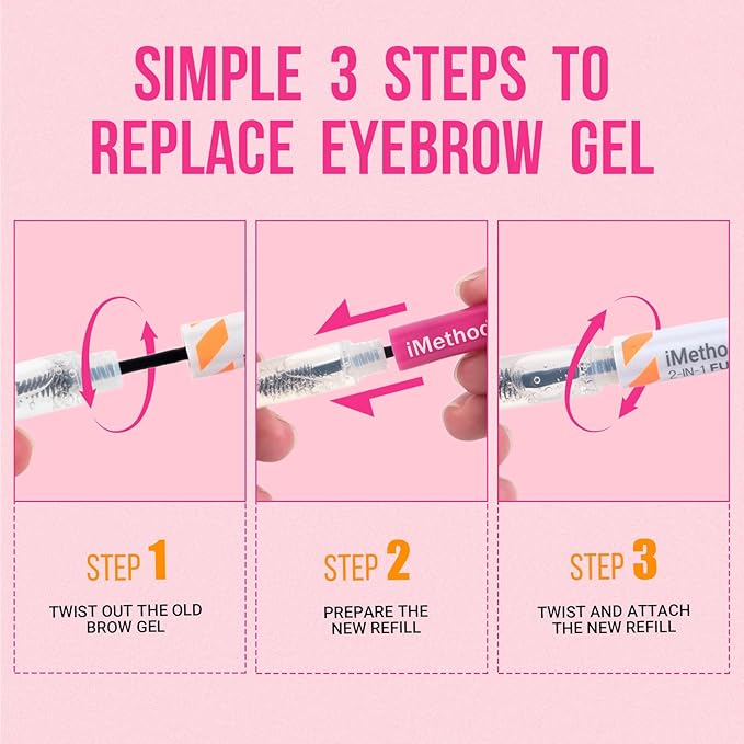 iMethod Curved Eyebrow Pen and Brow Gel Clear - Eyebrow Pencils for Women with Natural Hair Like Strokes, Eyebrow Makeup for All-Day Defined, Waterproof, Smudge-proof, Black