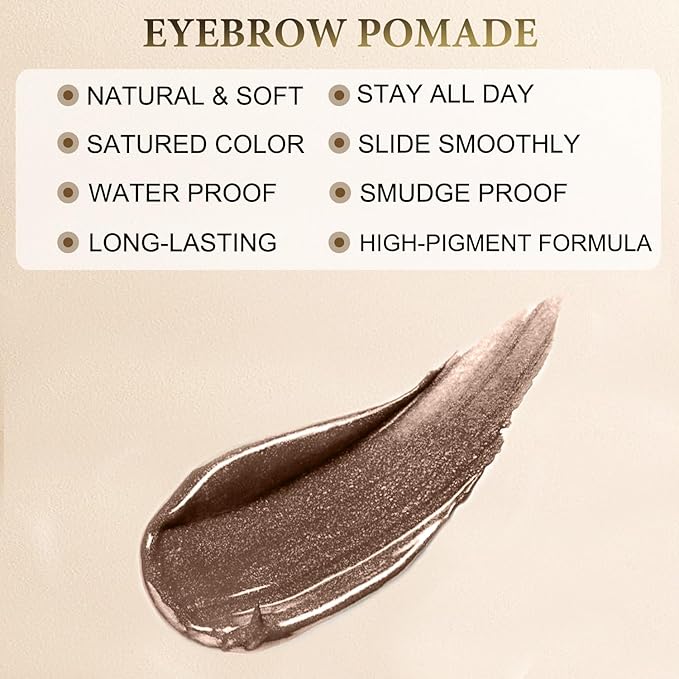 Eyebrow Pen Makeup Kit With 4 Tip Waterproof Microblading Pencil, Eyeliner, Pomade and Dual-ended Brush - Natural Looking Brow Kit for Brunette