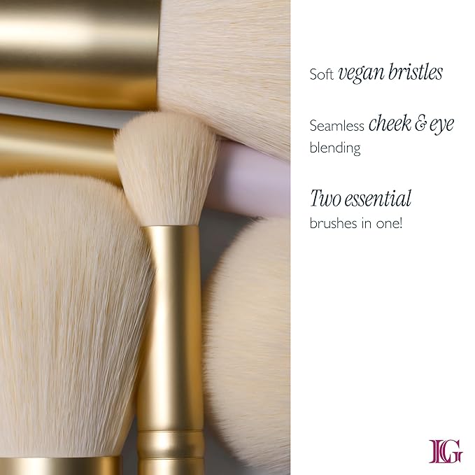 LAURA GELLER NEW YORK Limited-Edition Dual-Ended Cheek + Eyeshadow Brush, Travel-Friendly 2-in-1 Tool