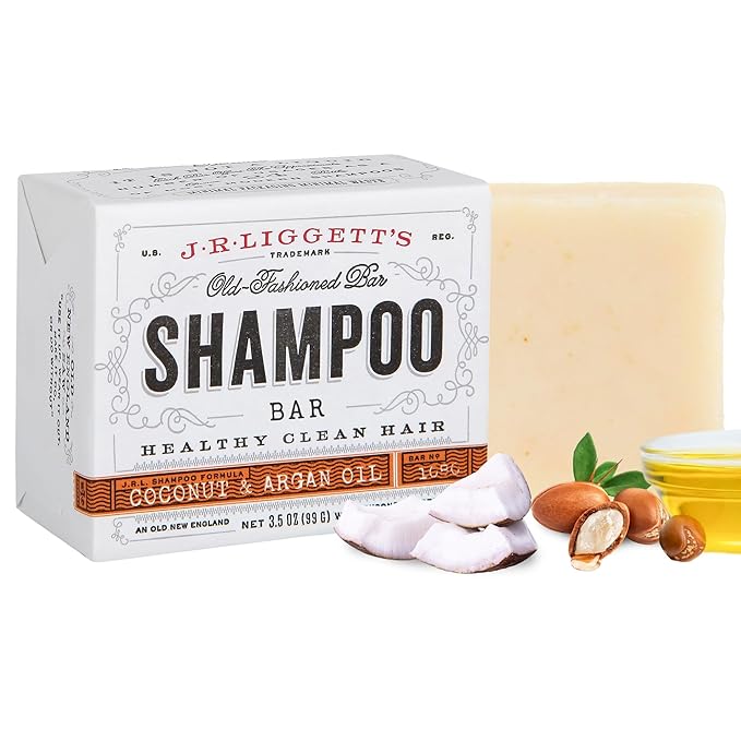 J·R·LIGGETT'S Shampoo Bar - Coconut & Argan Oil, All Natural Solid Shampoo for Hair with Olive Oil & Castor Oil, Sulfate Free, GMO Free, Restores Shine, Reduces Frizz, Manageable Hair, 3.5 oz - 1 Pack