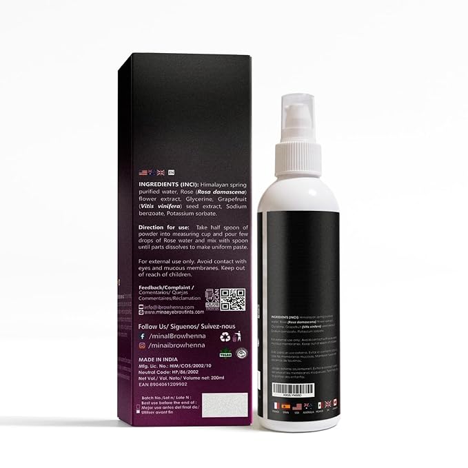 MinaiBrow Instant Hair Dye Kit Dark Brown | Natural Spot Coloring Tinting Powder with Rose Water & Duo Angled Brush, Water & Smudge Proof | 100% Grey Coverage Upto 30 Applications