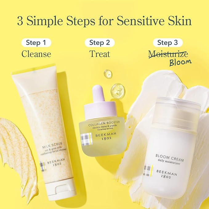 Beekman 1802 Bloom Cream Goat Milk Face Moisturizer with Niacinamides - Lightweight Daily Moisturizer, Deeply Hydrating, Nourishes Skin Barrier, Safe for Sensitive Skin, Cruelty Free, 1.69 floz