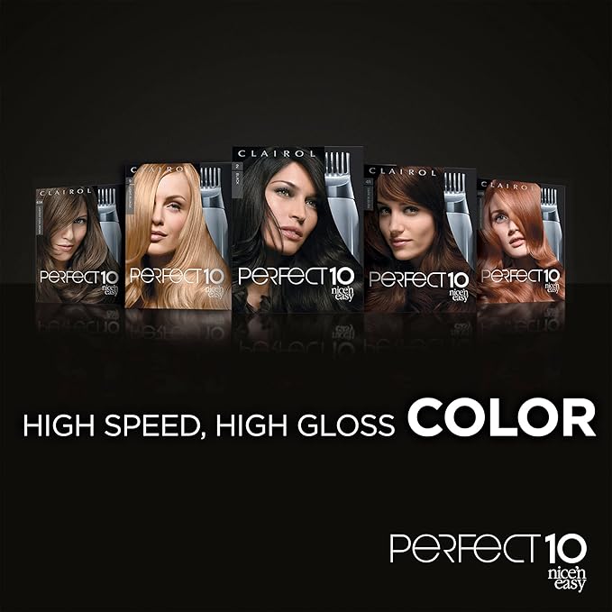 Clairol Nice'n Easy Perfect 10 Permanent Hair Dye, 6.5A Lightest Cool Brown Hair Color, Pack of 2