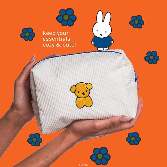 The Crème Shop x Miffy Perfect Travel Makeup Bag, Cute Zipper Pouch, Spacious, Durable, Lightweight Cosmetic Organizer, Official Miffy Design, With Hang Tag & Printed Label