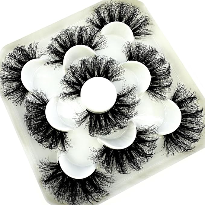 HBZGTLAD new 5 Pairs 25 mm 3d Mink Lashes Bulk Faux with Custom Natural Mink Lashes Pack Short Wholesales Natural False Eyelashes (XM555)