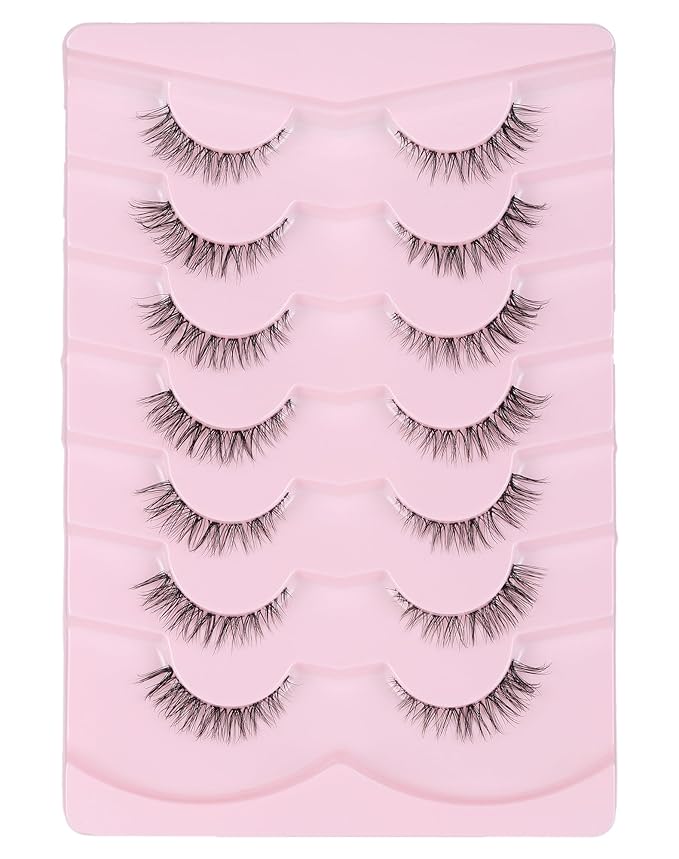 Onlyall Natural Lashes 3/4 Lashes Short Lashes Wispy Lashes Natural False Eyelashes Natural Look Short Eyelashes 12mm Lashes H20
