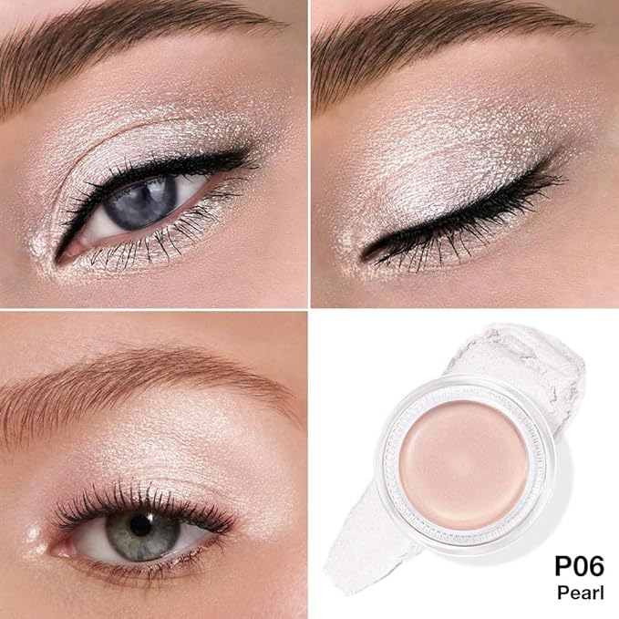 Cream Glitter Purity Shimmer Metallic Eyeshadow Palette Makeup, Natural Single Mini Instant Holographic Eyeshadow For Women, Sombras Crema Para Ojos, Talc, Paraben & Cruelty Free, P06