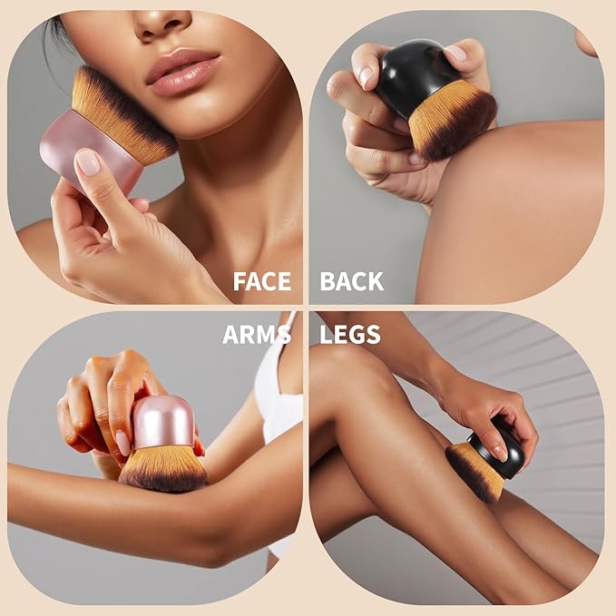 Extra Large Makeup Brush & Self Tanning Brush For Self Tanner，For Foundation，Arms And Legs makeup&Bronzer Blend, Body Makeup,Face&Back Makeup - Easy Use, Wet/Dry Use- Pink Rose Gold