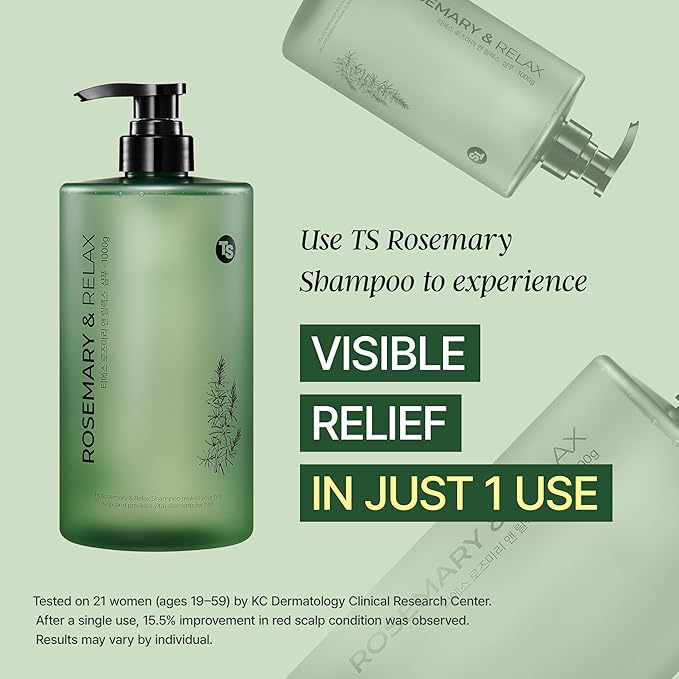 TS Rosemary & Relax Shampoo (1000g) Hydrating & Calming | Natural Ingredients | Sulfate-Free | Korean Shampoo (35.2 Fl oz)
