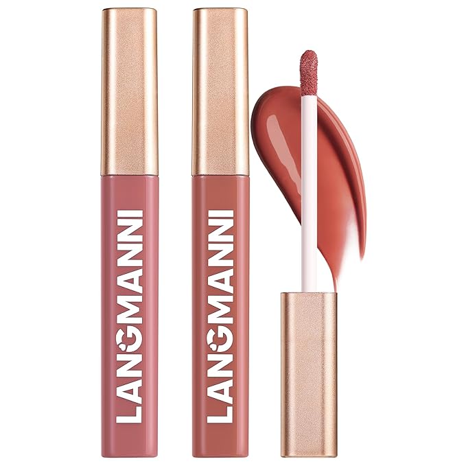 Jolilab 2 Colors Cream Texture Lip Gloss Set - Highly Pigmented,Hydrating, Moisturizing Makeup for Women(#5+6)
