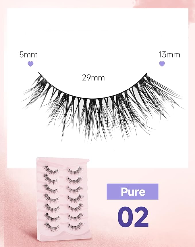 Natural Lashes Natural Eyelashes Natural Look Wispy Lashes Mink Lashes False Eyelashes Fake Eyelashes C Curl Lashes Strip Lashes Pure-02
