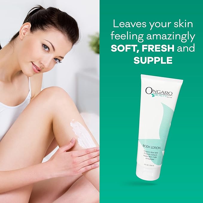 Ongaro Beauty Organic Body Lotion - Body Moisturizer Skin Lotion, Probiotic Lotion w/Aloe Vera, Cocoa Butter, Hyaluronic Acid, Shea Butter & Vitamin E, Lightweight, All Skin Types 8fl oz