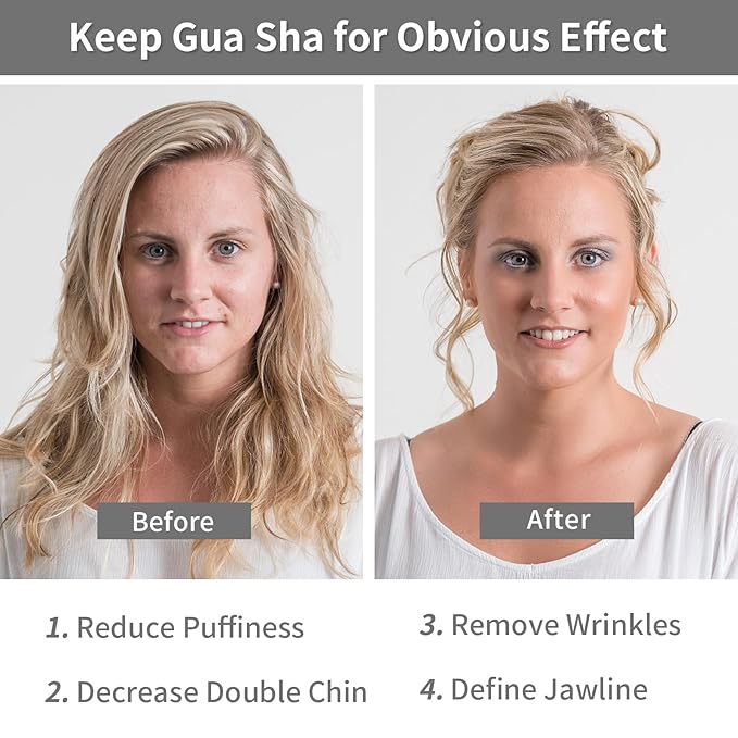 Gua Sha Facial Tools, Natural Quartz Guasha Tool for Face,Double Chin & Jawline, Gua Sha Stone Self-Skin Care Face Stone Gua Sha tools for Women Guasha Stone, White