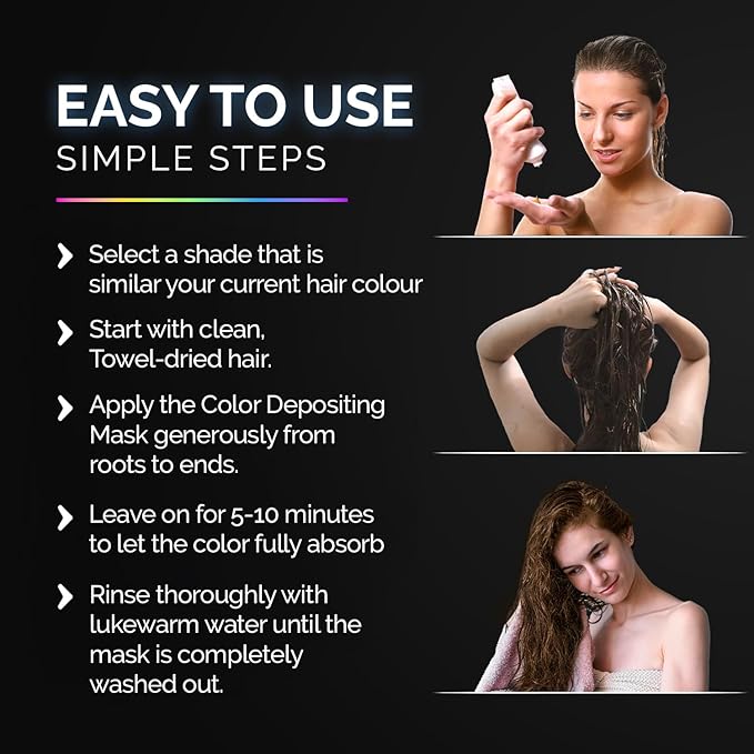 Herbishh Koloret Keratin Color Depositing Mask - 2-in-1 Deep Conditioner for Vibrant Refreshed Hair, Ideal for Dry Damaged Types, Salon-Worthy Shine at Home, Copper, 3.5 fl.oz