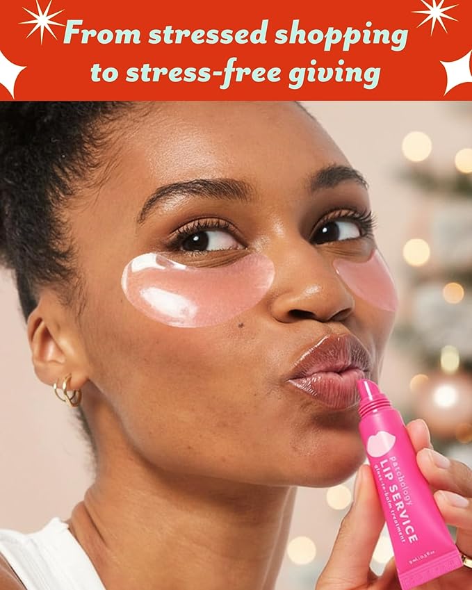 Patchology Under the Mistletoe Holiday Gift Set – Stocking Stuffer with Lip Plumping Gloss & Hydrating Under-Eye Patches for Glowing Skin & Kissable Lips (Limited Edition)