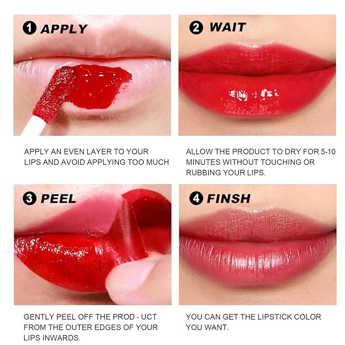 3 Colors Peel Off Matte Lip Liner Stain, Long Lasting Natural Peel Off Tattoo Lip Stain, Waterproof Non-Stick Cup Lip Tint Peel Off Lip Gloss, Lip Makeup Christmas Gifts for Women-04#05#06#