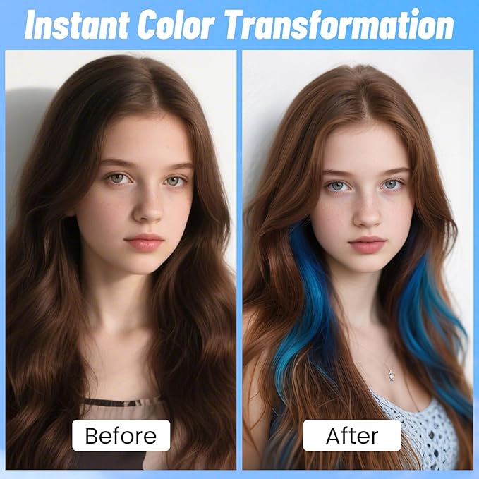 Blue Hair Spray, Temporary Hair Color Spray for Women Men– Safe Non Sticky Washable One Day Hair Dye Spray, Disposable Accessories Included, for Halloween Cosplay Party DIY Costume Pet Fun