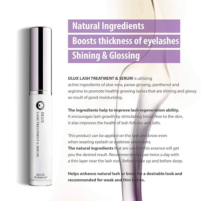 Dlux Professional Eyelash Growth Enhancer Serum & Eyebrow Growth Serum 2 in 1Kit, Hair Growth Enhancer, Boost Serum for Brow & Lash Longer, Fuller Thicker, All Natural Lash Growth Serum, Made in Korea