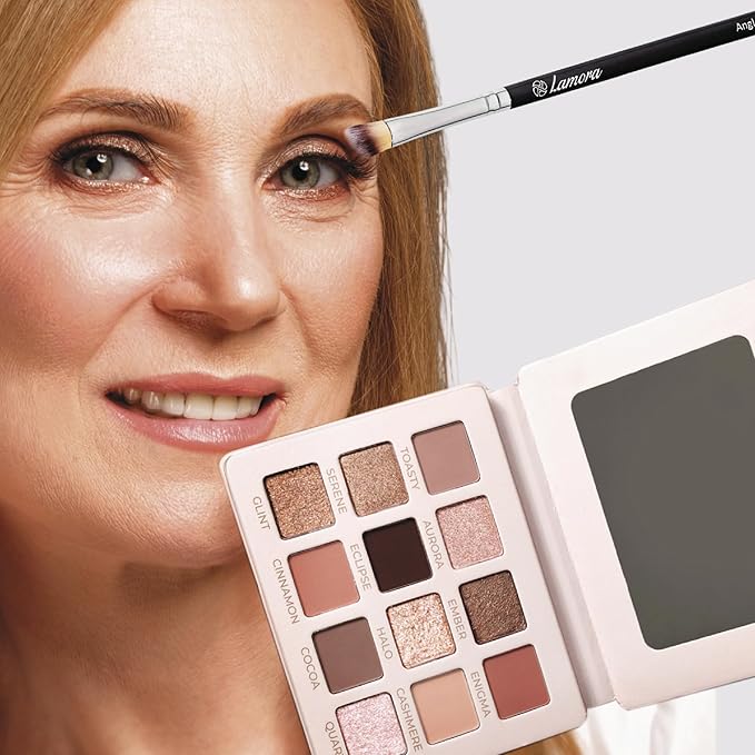Lamora Nude Eyeshadow Palette - 12 Soft Pink Rose Shadows, Multi-Use Eye Makeup Palette with Matte & Shimmer Finishes, Ultra-Blendable Everyday Neutrals, Long-lasting Wear, Travel Makeup with Mirror