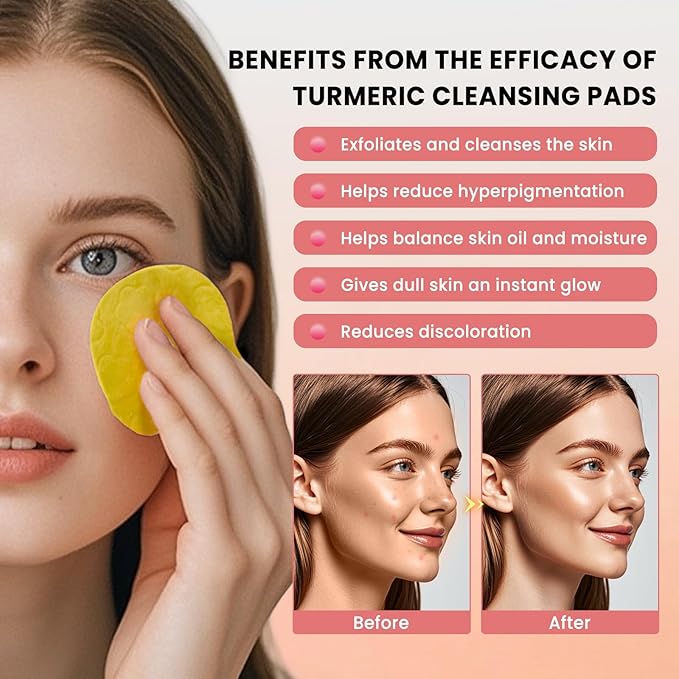 PIPIHUA Turmeric Kojic Acid Cleansing Pads: Turmeric Cleansing Pad for Dark Spots - Kojic Acid Exfoliating Face Scrub Pads for Face and Body (80PCS)