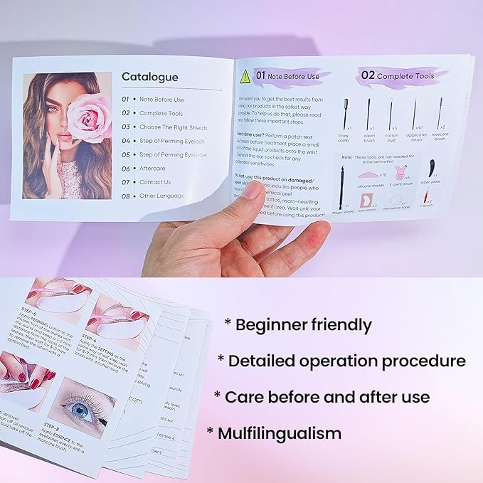 PERMANIA Eyelash Lift Kit, Natural Curling and Lifting Effect Lash Lift Kit & Brow Lamination Kit Fast Perming with Easy Instructions