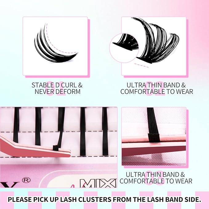 Lash Clusters with Spikes 80D Long 12-21mm Cluster Eyelash Extensions DIY Wispy Natural Lash Clusters Spiky Individual Lashes Eyelashes Mink by GEMERRY