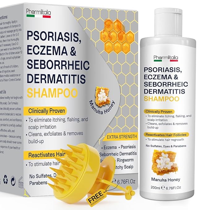 Psoriasis Shampoo for Dry & Itchy Scalp - Psoriasis Scalp Treatment for Eczema Relief, Seborrheic Dermatitis, Ringworm & Folliculitis - Itchy Scalp Shampoo for Flakes & Acne with Manuka Honey