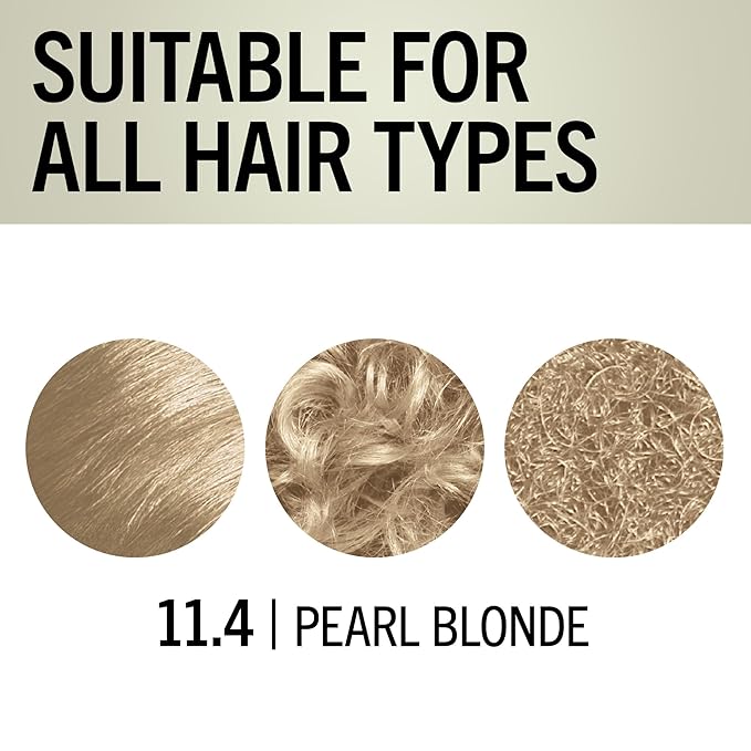 Schwarzkopf Keratin Blonde Hair Dye, 11.4 Pearl Blonde, Professional Quality Hi-Lift Permanent Hair Color, Bond Enforcing System Helps Prevent Breakage* Pre-Color Serum & Purple Conditioner Included