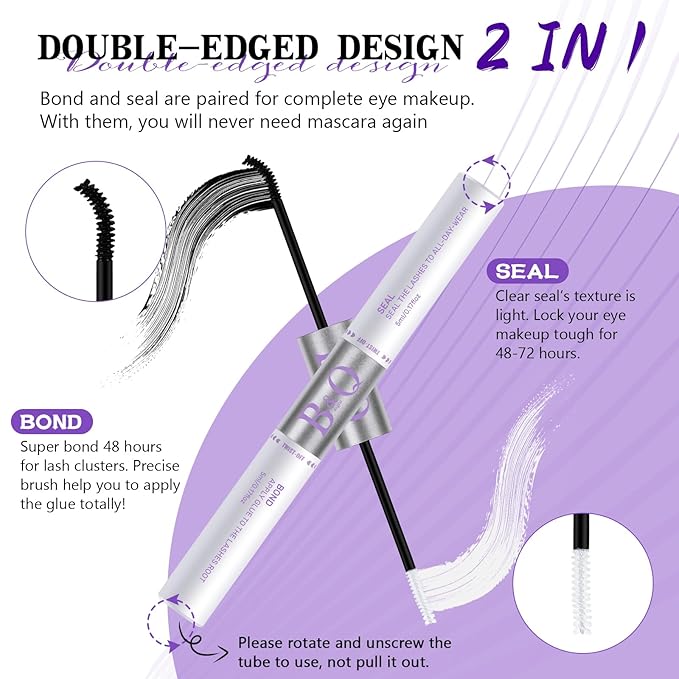B&Q Lashes Bond and Seal Waterproof 10ML Bond and Seal Long Lasting Lash Bond DIY Lash Extension Bond and Seal for Beginner Eyelash Bond and Seal（YJST-Black）