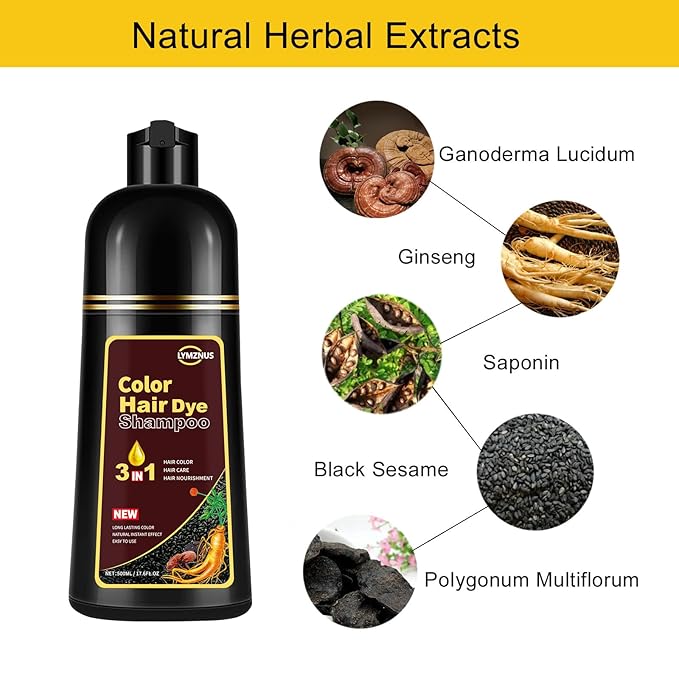 Dark Chocolate Hair Dye Shampoo 3 in 1 for Gray Hair, Herbal Hair Color Shampoo for Men and Women 500ml- 100% Gray Coverage, Dark Chocolate Brown Hair Dye for Dark hair Colors in Minutes