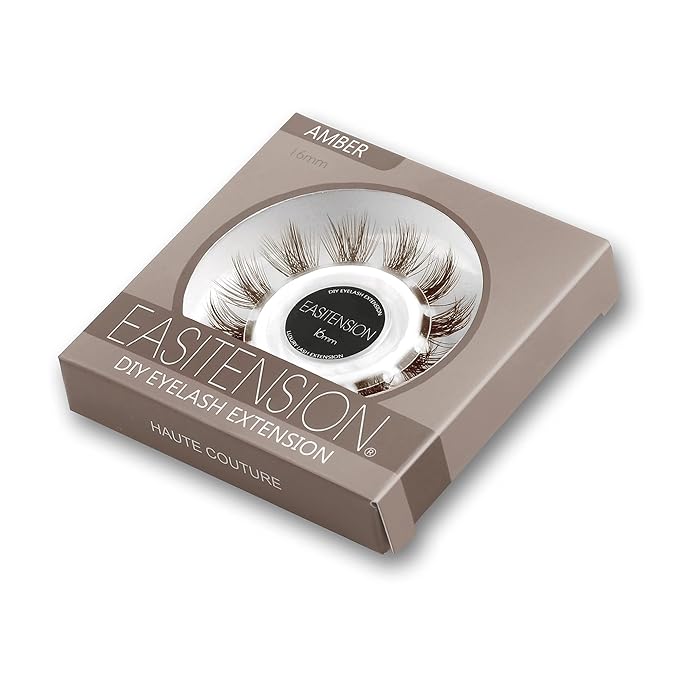 DIY Eyelash Extension, 3D Effect Individual Melt Flare Lash Cluster Natural Lashes Set, Home Eyelash Extension Lashes Pack (12MM-Amber)