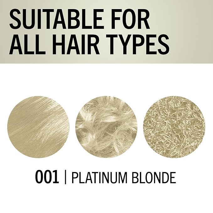 Schwarzkopf Keratin Blonde Hair Dye, 001 Platinum Blonde, Professional Quality Hi-Lift Permanent Hair Color, Bond Enforcing System Helps Prevent Breakage* Pre-Color Serum & Purple Conditioner Included