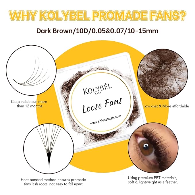 500 Premade Fans Lash Extension 10D 0.07 D Curl Dark Brown Promade Fans 11mm Premade Lash Fans Middle Stem Handmade Loose Fans Soft Pointy Base Volume Pre made Eyelash Fans(10D,0.07-D-11MM)
