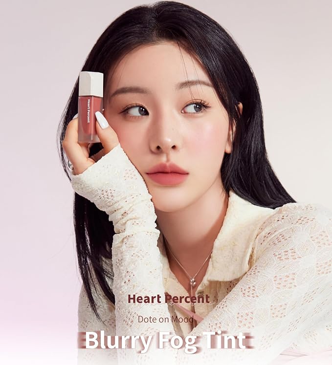 Heart Percent Dote On Mood Blurry Fog Tint, Velvety Matte Soft & Fuzzy Creamy Lightweight Vegan Lip Stains with Personal Color Analysis, #02. Dusty Fig