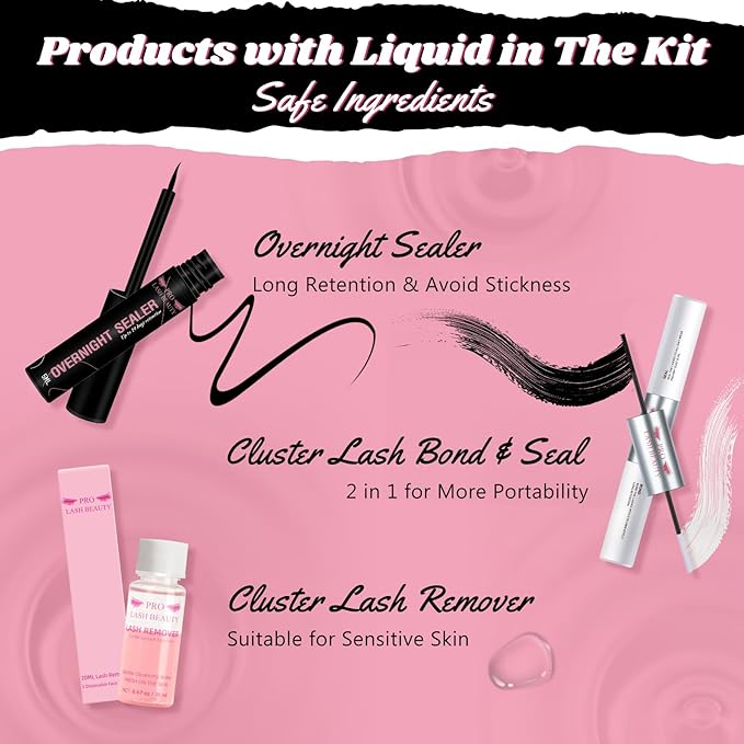 DIY Lash Extension Kit Cluster Lashes Kit with 208 Pcs Lash Clusters Lash Bond Remover Eyelash Applicator Beginner DIY Lashes Kit Easy to Use(DIY Lash Kit,4 Styles Mix-B)