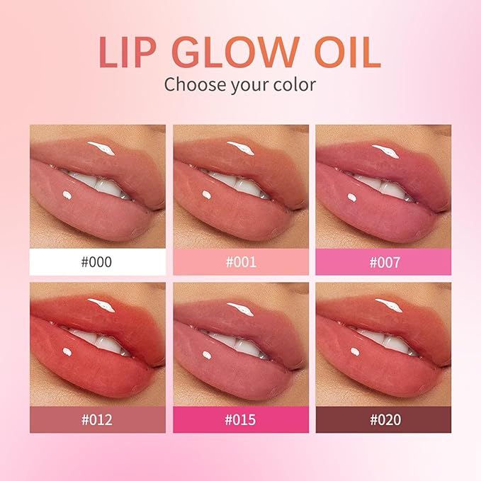 CHIFURE Hydrating Lip Oil, Plumping Lip Gloss, Moisturizing Lip Balm, Transparent Lip Oil, Non-Sticky Long Lasting Lip Gloss, Tinted Lip Balm for Lip Care,0.28 OZ (#000-Clear, 0.28 OZ)
