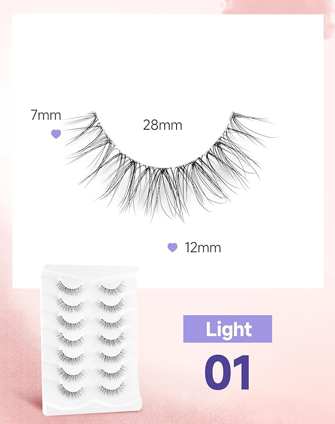 Wispy Lashes Natural Eyelashes - Fake Eyelashes with Clear Band - Light-01