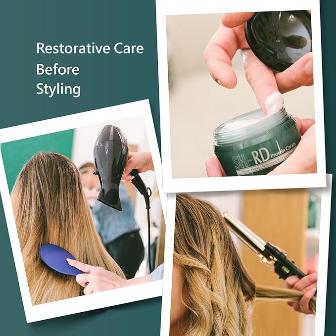 SH-RD Protein Cream for Dry Damaged Hair, 2.71oz/80ml - Leave-In Conditioner with Rosemary Extract, Hydrolyzed Silk Protein to Restore, Revitalize and Repair Split Ends for All Hair Types