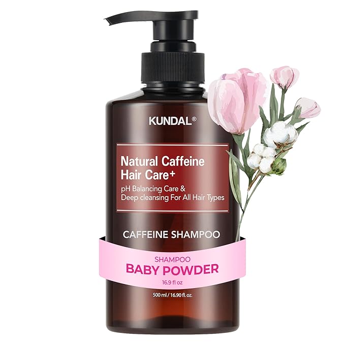 KUNDAL Caffeine Scalp Shampoo [Baby Powder] – Sulfate-Free Korean Hair Care with Menthol & Botanical Extracts – For Fuller-Looking Hair, Scalp Refresh & Strength – 16.9 Fl Oz, Stocking Stuffers