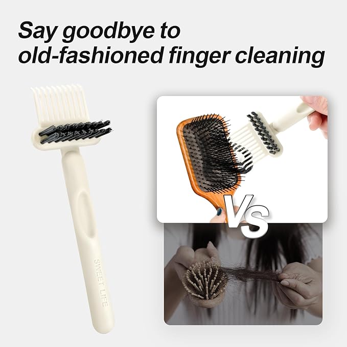 2 Pack Hair Brush Cleaning Tool, 2-in-1 Cleaner Tool, Portable Cleaning Tool Set for Brush Comb Keyboard, Remover Rake for Removing Hair Dust, Home and Salon Use(White&Black)