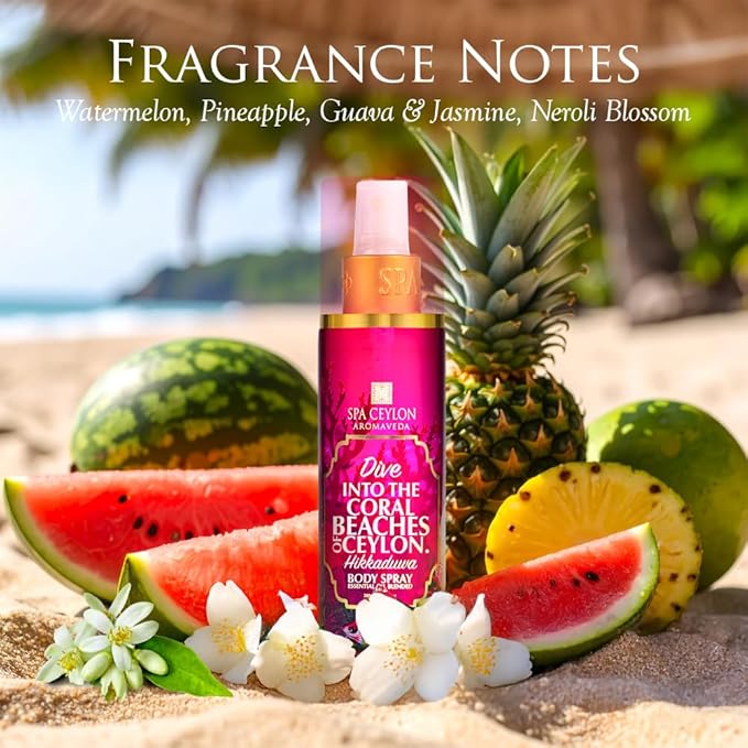 SPA CEYLON Hikkaduwa Body Spray for Women | Refreshing Summer Fragrance Spray | Fruity Scent | Watermelon Pineapple Guave | 200ml