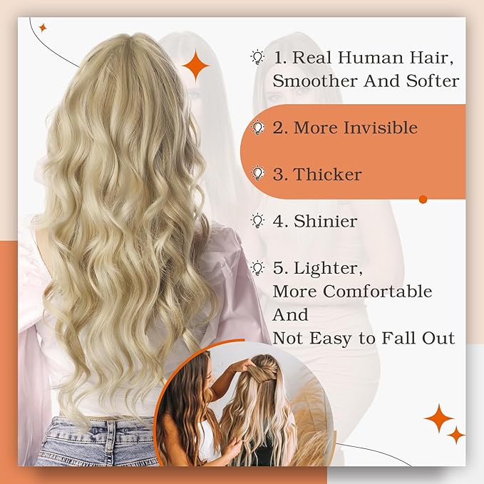 Full Shine Highlight Blonde Tape in Hair Extensions Color 16P22 Tape in Extensions Human Hair 18Inch Double Sided Extension Invisible Skin Weft 100G 40Pcs Soft Straight for Women