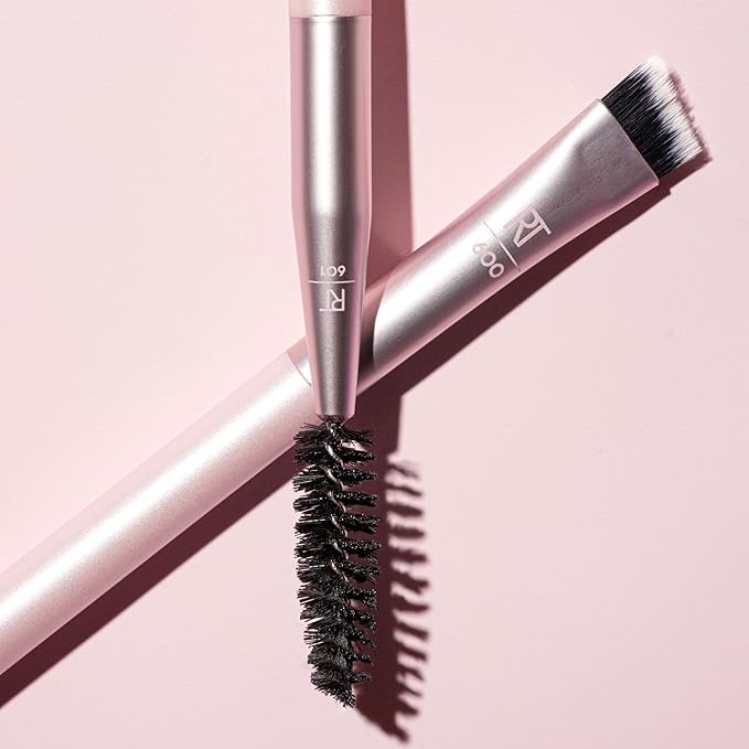 Real Techniques Dual-Ended Brow Brush, For Shaping & Filling Eyebrows, Travel-Friendly Spoolie & Liner Brush, Blend Natural, Full, or Laminated Brows, Luxury Applicator, Vegan, 1 Count