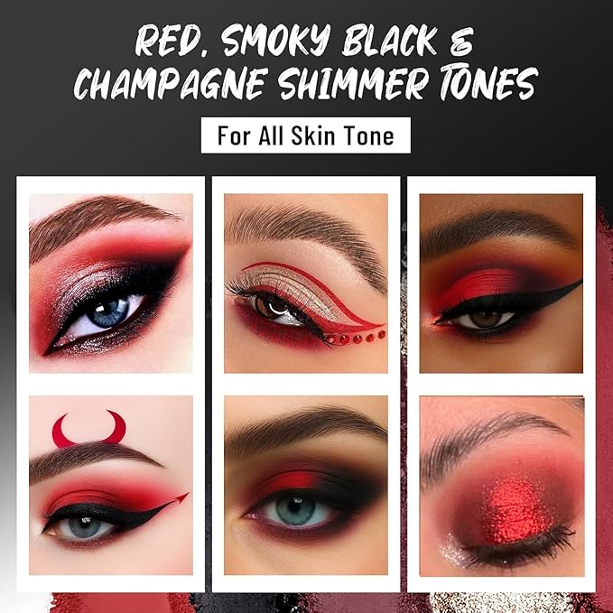 Chameleon Face Highlighter Palette, Multichrome Eyeshadow Shimmer Pigmented Powder, Holographic Sparkle Red Highlighter(Red)