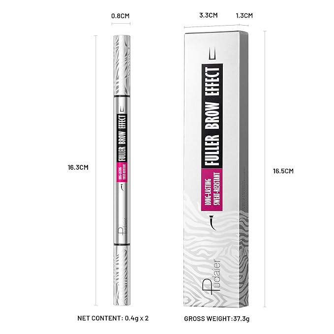 Pudaier 2 Pack 2 Fine Tip Eyebrow Pen, Waterproof Filling Faux Brow Makeup Pencils for Women with Precise Curved Brush-Tip to Fast Create Natural Hair-Like Brows, Last All-Day (Dark Brown)