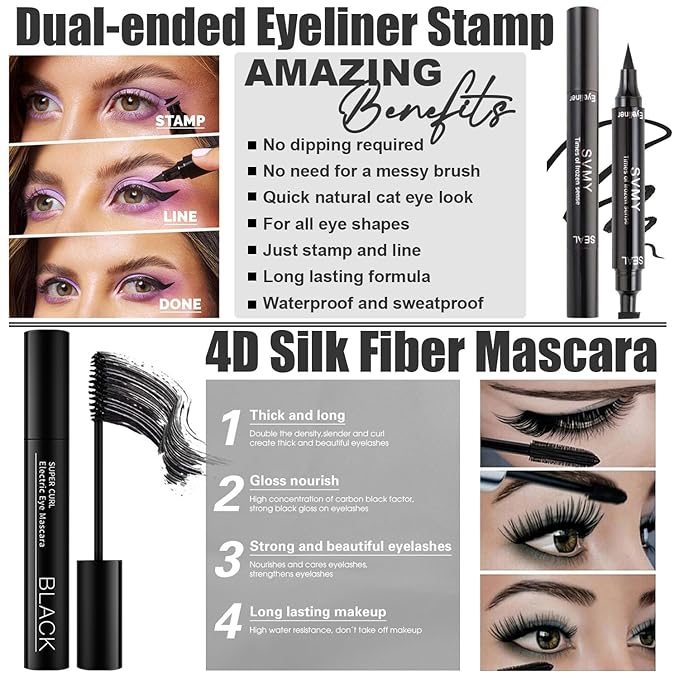 All in One Makeup Kit for Women Full Kit, Make Up Gift Set for Women Teens Girls, Includes 12 Colors Eyeshadow, Foundation, Lipstick, Mascara, Brush, Sponge, Brow Powder, Brow Soap, Eyeliner Stamp